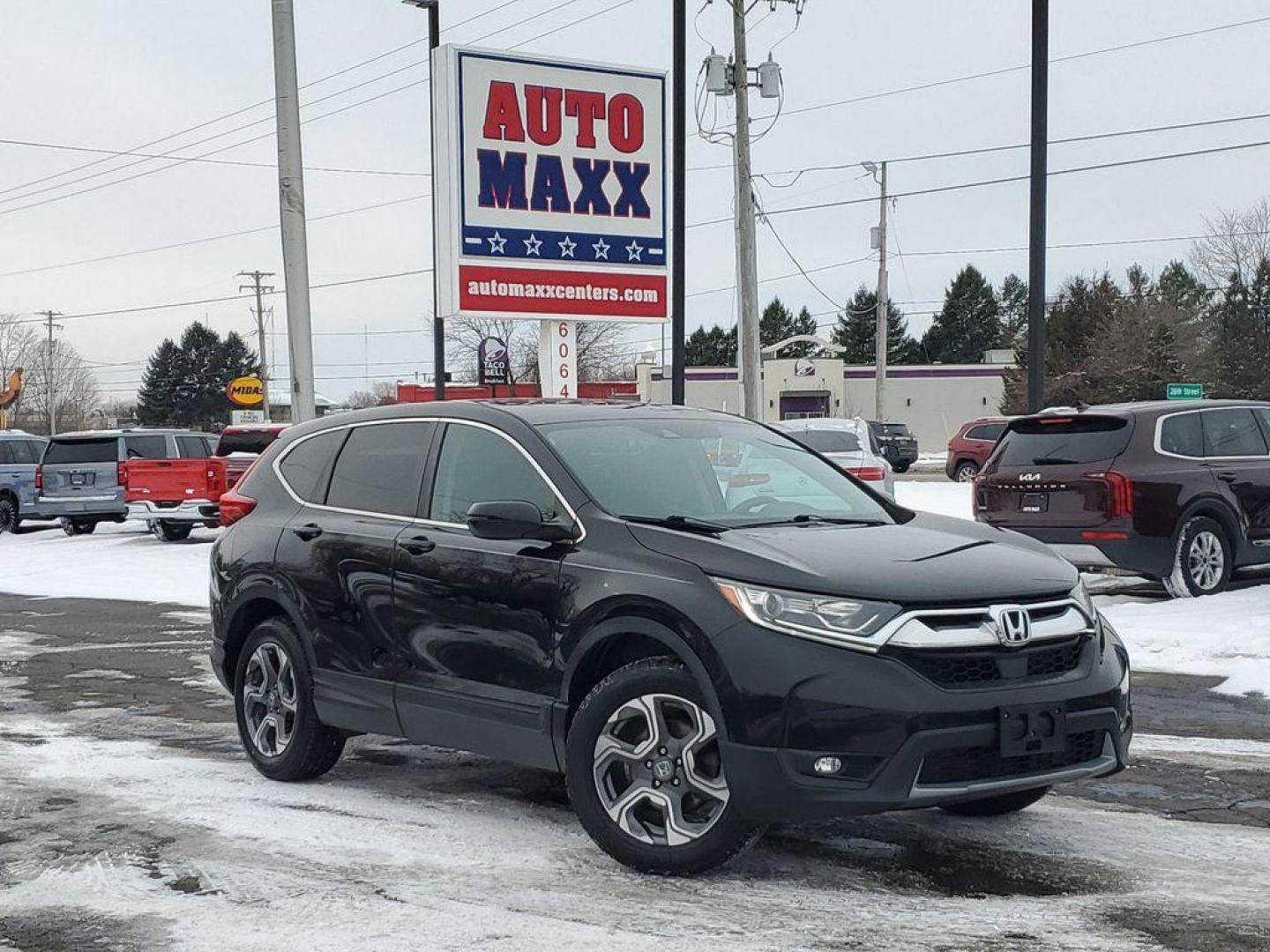 2019 BLACK /GREY Honda CR-V EX AWD (7FARW2H5XKE) with an 1.5L L4 16V DOHC TURBO engine, CVT transmission, located at 6064 Gull Rd, Kalamazoo, MI, 49048, (269) 222-0088, 42.328388, -85.512924 - Unleash your adventurous spirit with this impressive 2019 Honda CR-V EX, a perfect blend of style, performance, and cutting-edge technology! Powered by a robust 4-cylinder, 1.5L turbocharged engine, this Honda CR-V delivers remarkable efficiency and a dynamic driving experience that makes every jour - Photo#0