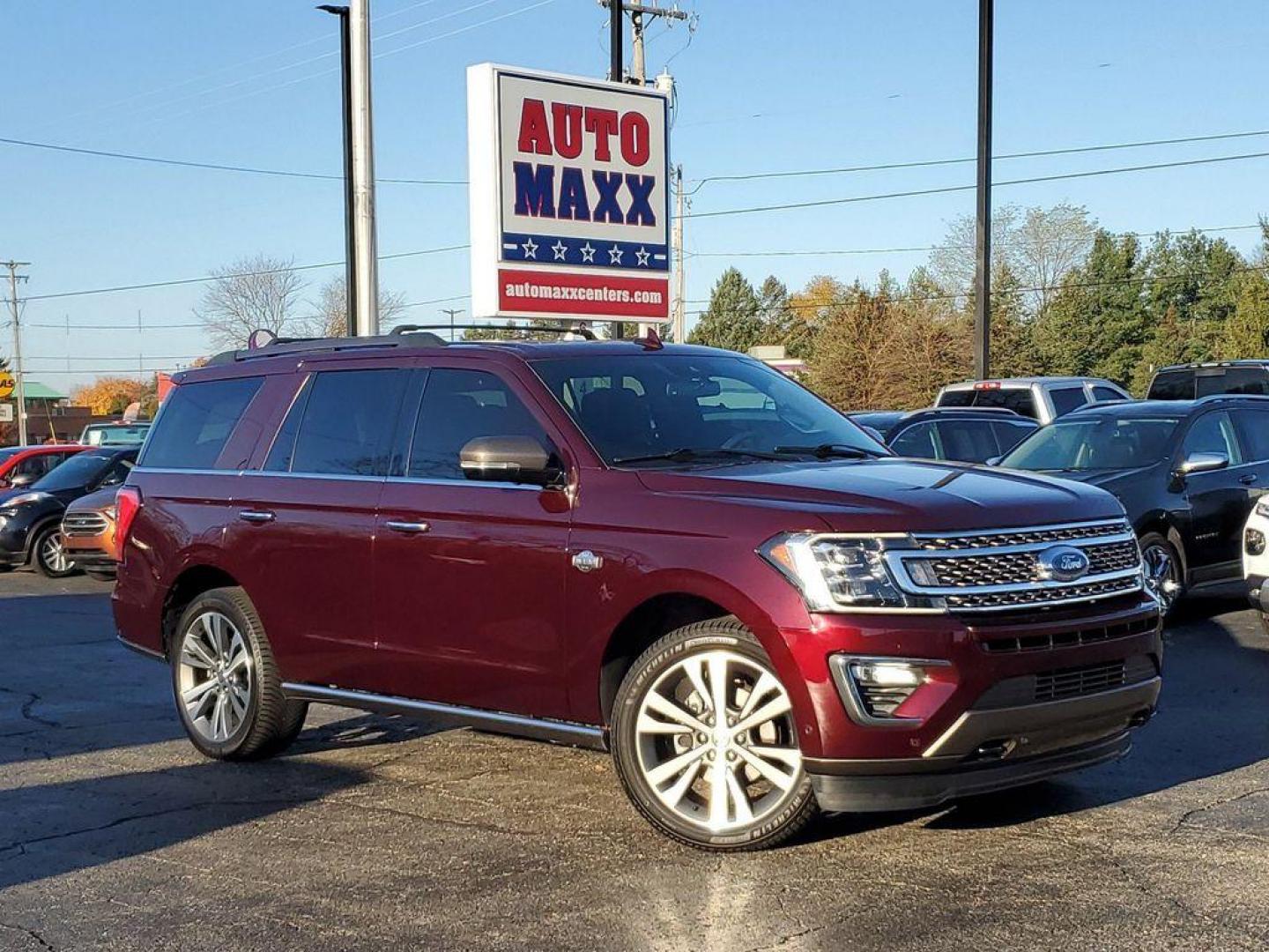 2020 Burgundy Velvet Metallic Tinted Clearcoat /Mesa/Ebony Ford Expedition King Ranch 4WD (1FMJU1PT2LE) with an 3.5L V6 DOHC 24V FFV engine, 6A transmission, located at 234 Columbia Ave, Battle Creek, MI, 49015, (269) 222-0088, 42.298264, -85.192543 - <b>Summary</b><br>Auto Maxx's mission is to ensure all our customers have a positive auto buying experience and are completely satisfied with their new vehicle. Power Moonroof Rear Seat Entertainment<br><br><b>Vehicle Details</b><br>This vehicle is a certified CARFAX 1-owner. Our vehicle history ana - Photo#0